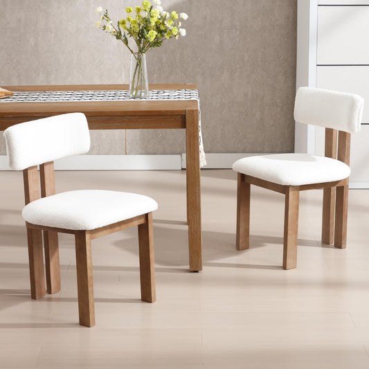 Dining Chairs Set of 4 Faux Fur Dinner Chairs with Solid Wood Kitchen Chairs for Kitchen (4 Count)