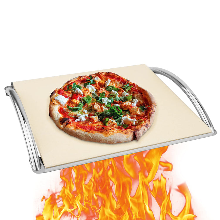 16" Cordierite Pizza Stone with Removable Stainless Steel Rack