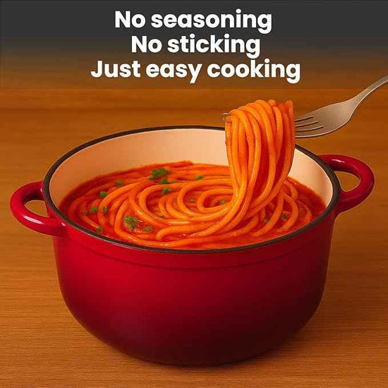 QuliMetal Nonstick Enameled Cast Iron Cookware Set, 5-Piece Pots and Pans Set with Lids, Skillet, Frying Pan, Saucepan & Dutch Oven for All Stovetops, PFOA Free, Ideal for Sourdough Bread Baking