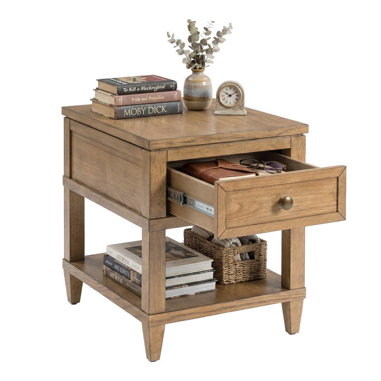 Sharlance Wood End Table with Charging Station