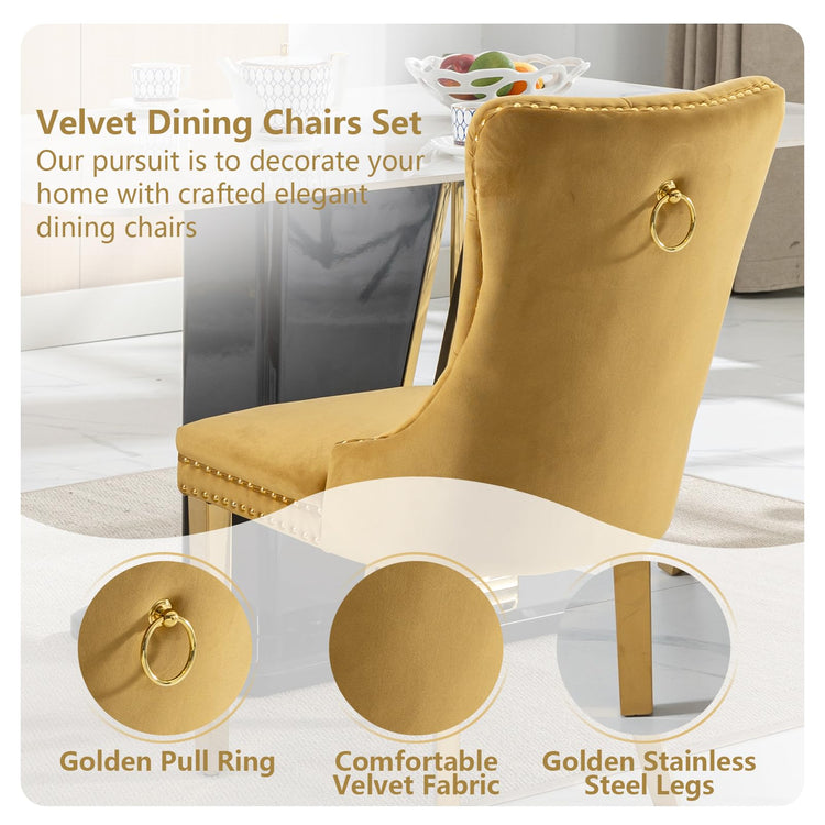 Gold Velvet Dining Chairs Set of 6 (6 Count)