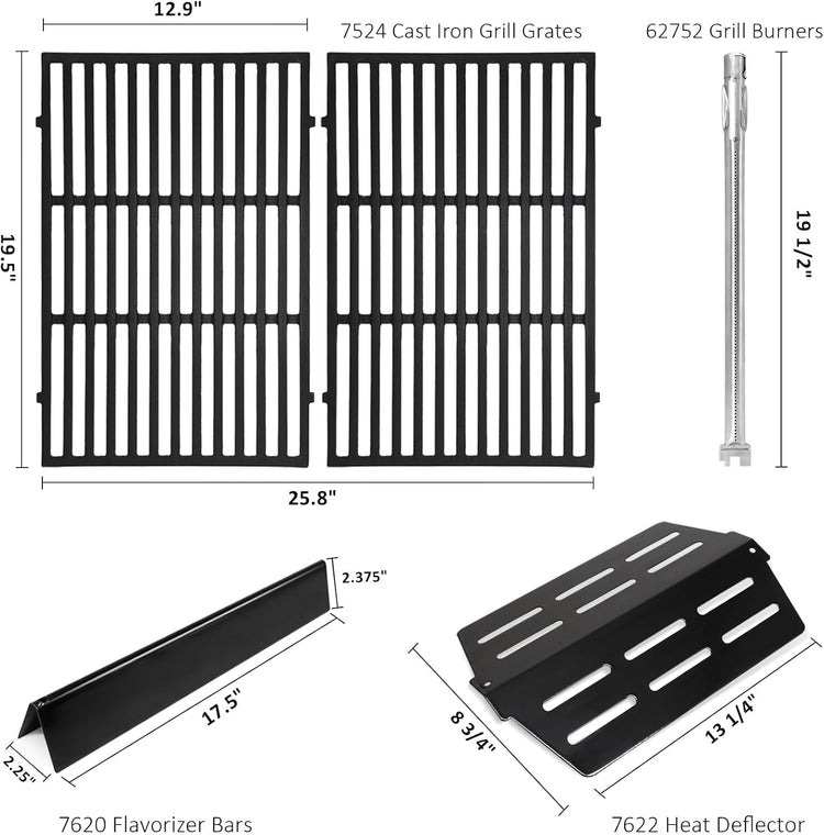 Grill Parts Replacement For Weber Genesis 300 Series E310, E320,E330,S310, S320, S330, EP310, EP320, EP330 with Front-Mounted Control,7620 Flavor Bar 62752 Burner 7524 Grates,7622 Heat Deflector