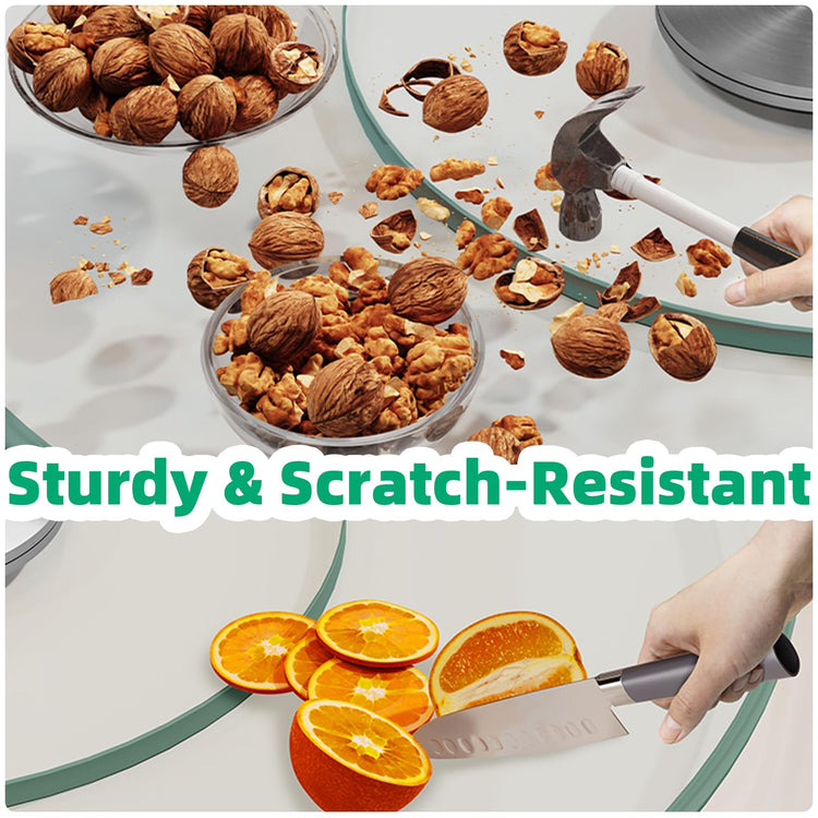22.8" Lazy Susan for Table Top Tempered Glass Rotating Serving Tray for Dining Table