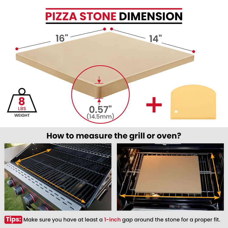 16 x 14 Inch Pizza Stone for Oven and Grill
