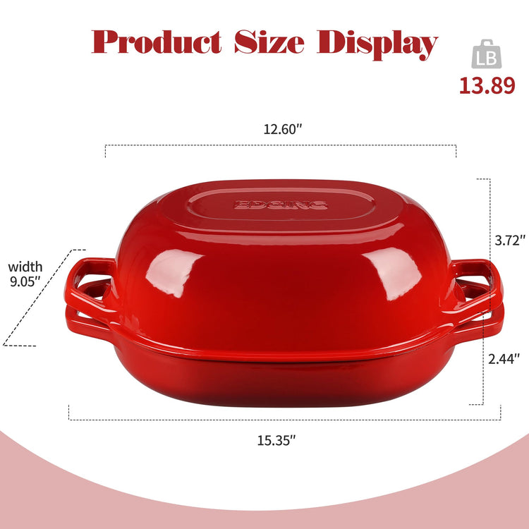 Enameled Cast Iron Oval Dutch Oven Pot with Lid
