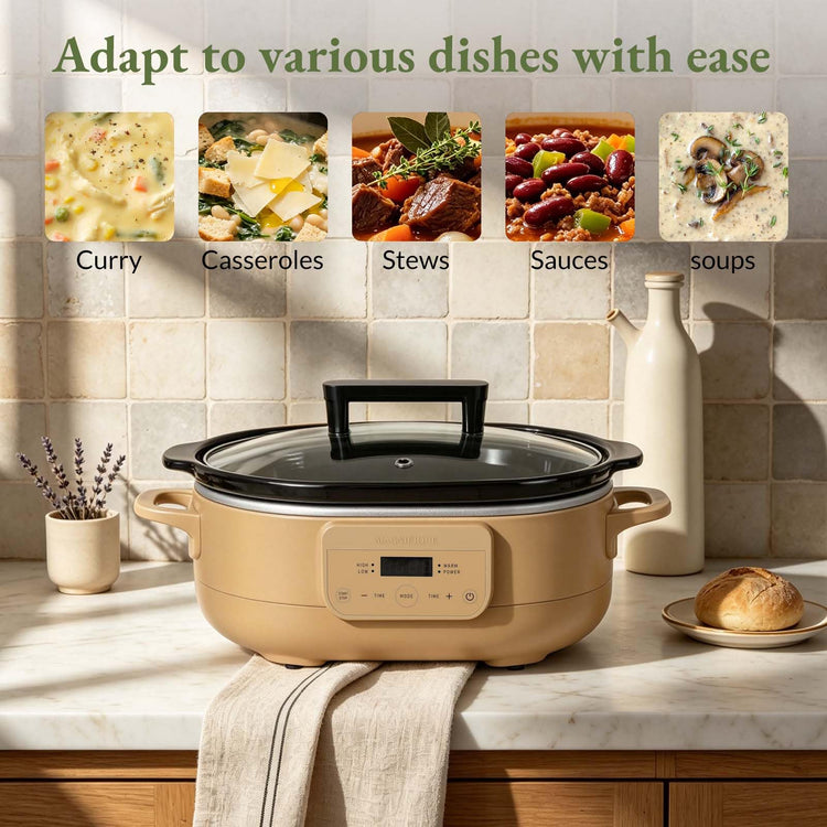 MAGNIFIQUE 6 Quart Programmable Slow Cooker Removable Healthy Nonstick Pot