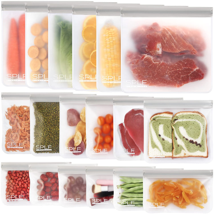 18 Pack Reusable Food Storage Bags Dishwasher Safe