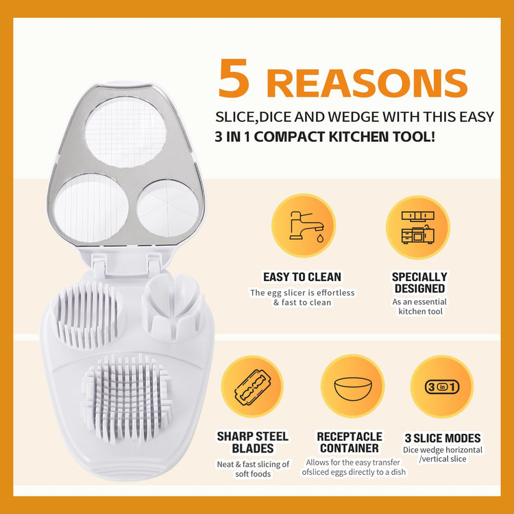 3-In-1 Egg Slicer, White