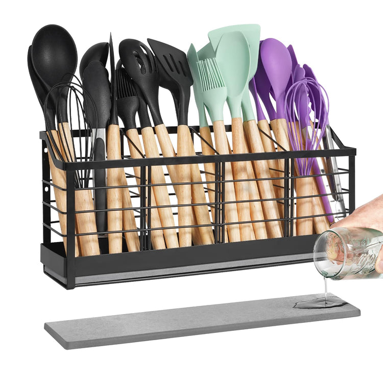 Large Kitchen Utensil Holder with Diatomite Base