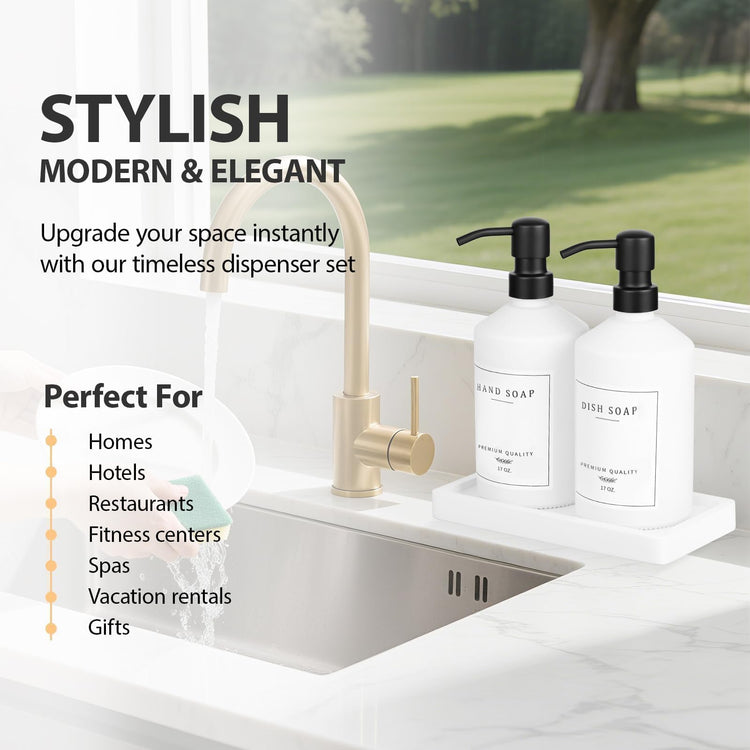 White Glass Kitchen Soap Dispenser Set (4 Count)