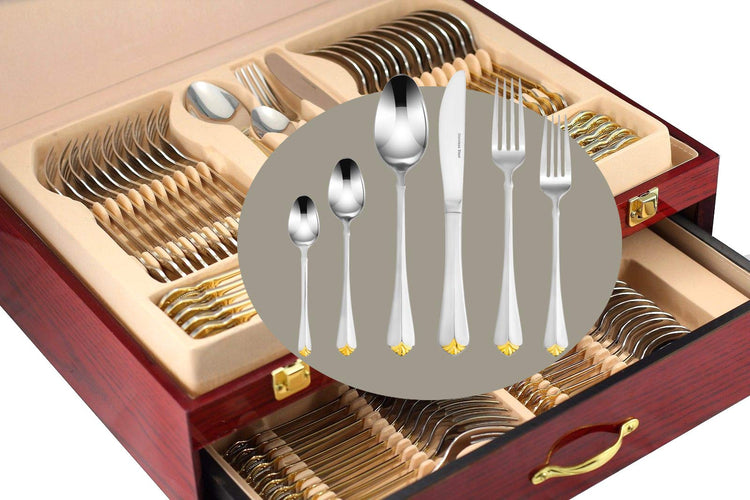Venezia Collection Gold Flatware Serving Set for 12