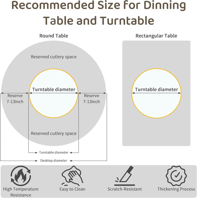 23.6" Lazy Susan for Table Top Sintered Stone Rotating Serving Tray for Dining Table, Kitchen Lazy Susan Organizer Spinning Rotating Food Server Party Centerpieces