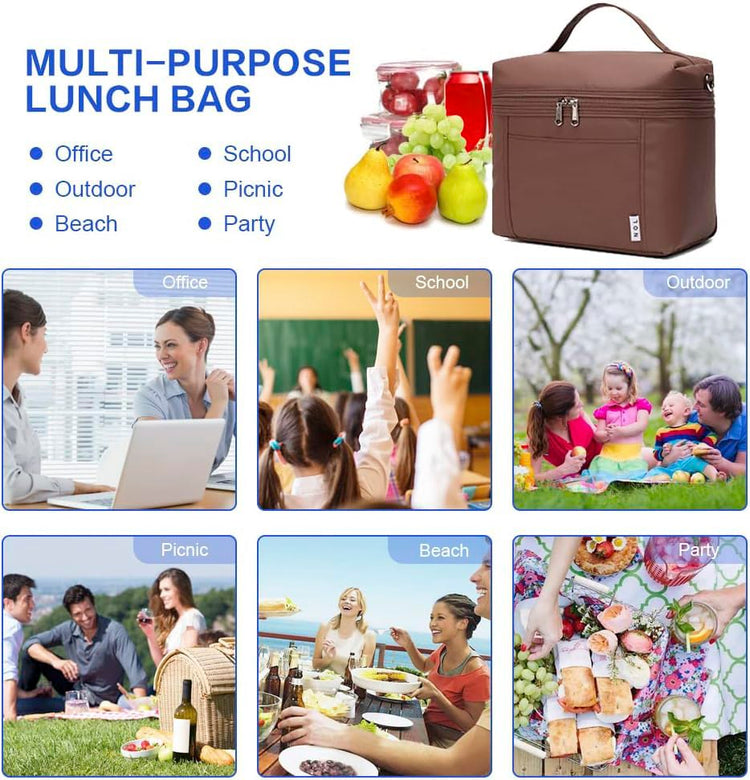 NOL 8L Insulated Lunch Bags for Women Cooler Bag Lightweight Nylon Waterproof Lunch Box For WorkMedium
