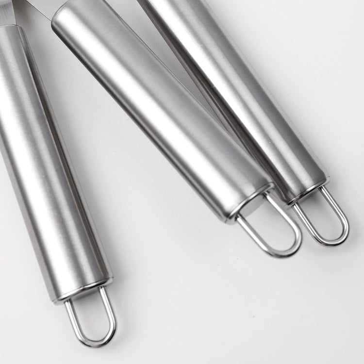 Cake Spatula Set – 6", 8", 10" Stainless Steel Offset & Straight Icing Spatulas for Cake Decorating and Frosting (Curved)