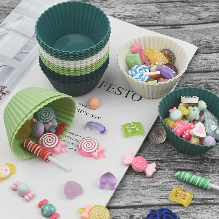 24 Pack Silicone Baking Cups Reusable Muffin Liners Non (24 Count)