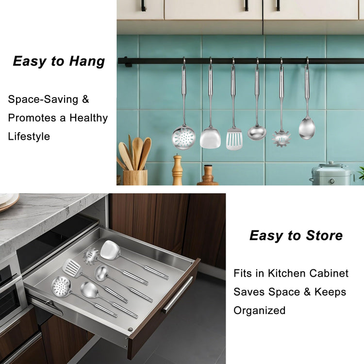 18 10 Stainless Steel Cooking Utensils Set 9 Pack Metal Kitchen Utensil