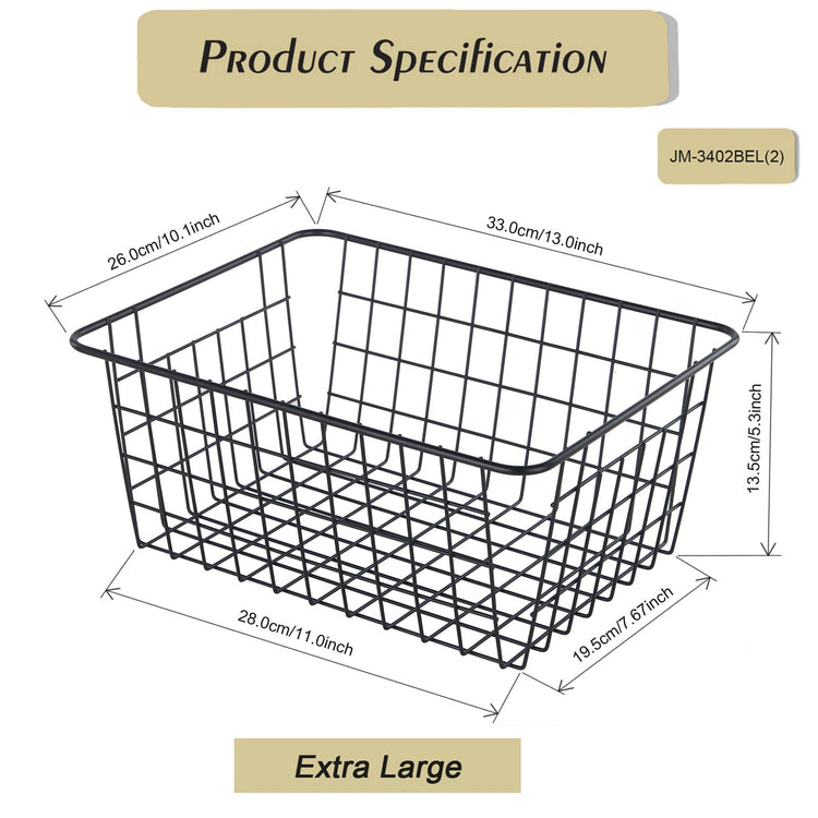 Extra Large】Wire Kitchen Storage Baskets 2 Packs