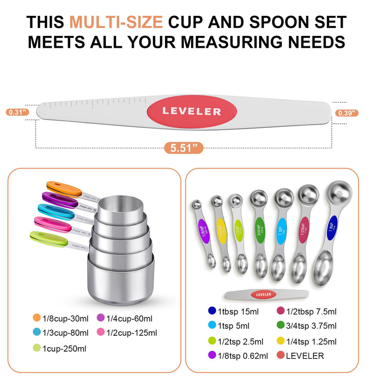 13 Piece Measuring Cups and Magnetic Spoons Set