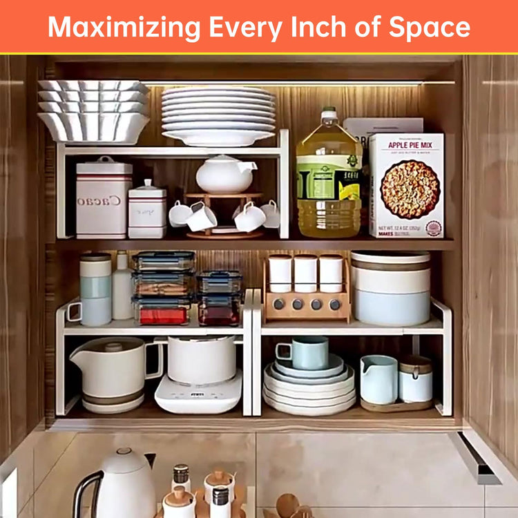 Expandable Cabinet Shelf Organizer for Kitchen 11" (2 Count)