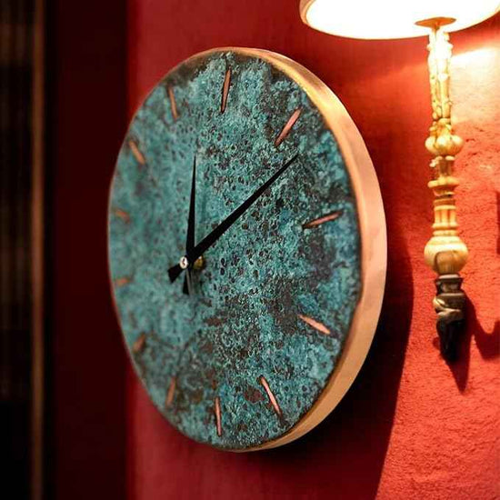 Handmade Copper Wall Clock Artisan Touch in Every Piece - Tree of Time Wall Decor Clock for Living Room, Office, Kitchen & Bedroom (Pure Copper, 17.7)