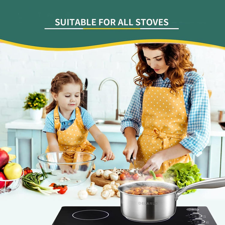Tri Ply Stainless Steel Hybrid Non Stick Saucepan 2.5 Quart