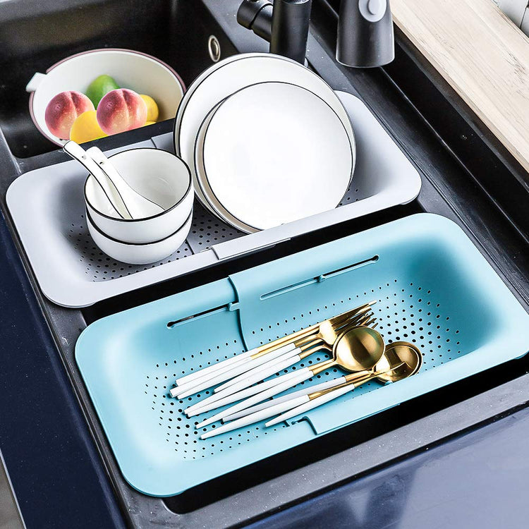Collapsible Sink Colanders and Strainers Basket Over the Sink Colander Collapsible Colander Extendable Plastic Fruit Vegetable Strainer Drainer Basket for Kitchen