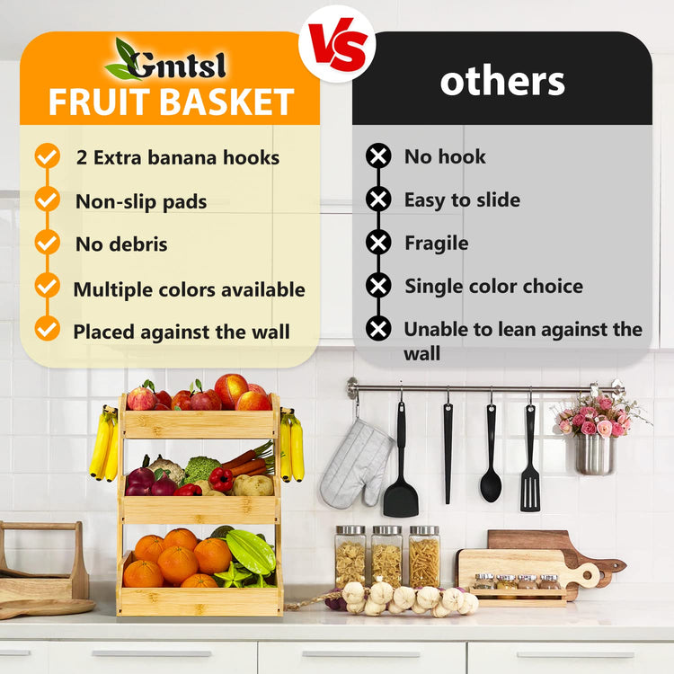 Bamboo Fruit Basket for Kitchen