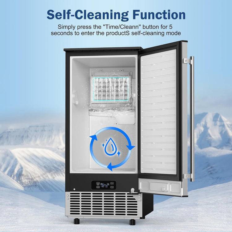 Built in Ice Machine, 95Lbs/Day with 35lbs Storage Bin, 40Pcs Cubes in 10Mins, Reversible Door, Under Counter Ice Maker for Home Office Commercial, Ice Maker Machine Commercial