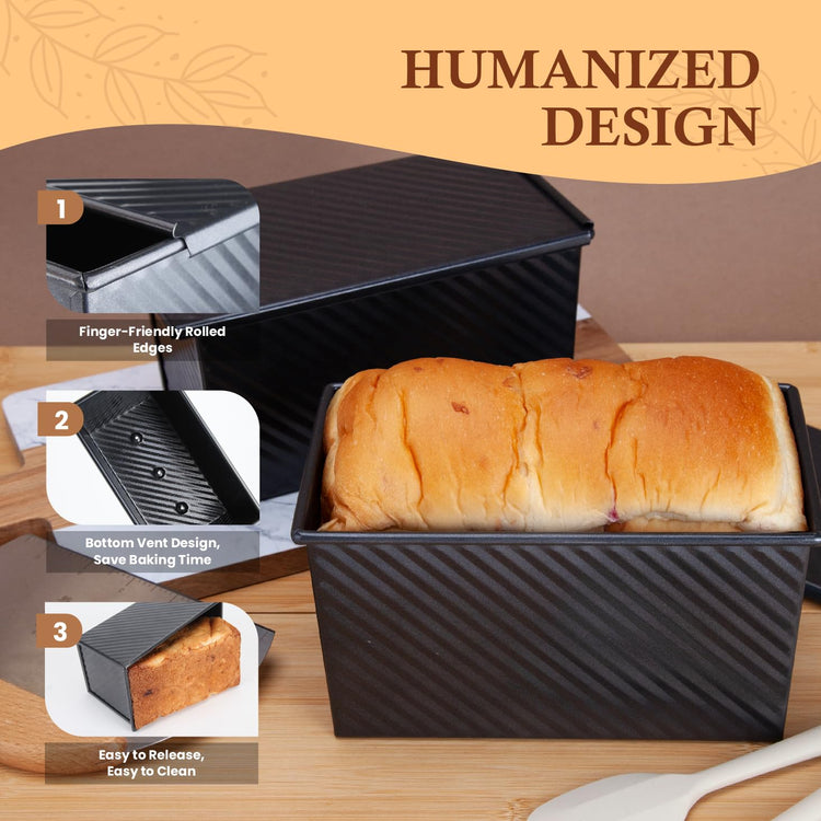 2 Pack 1 LB Pullman Loaf Pan with Lid (2 Count)