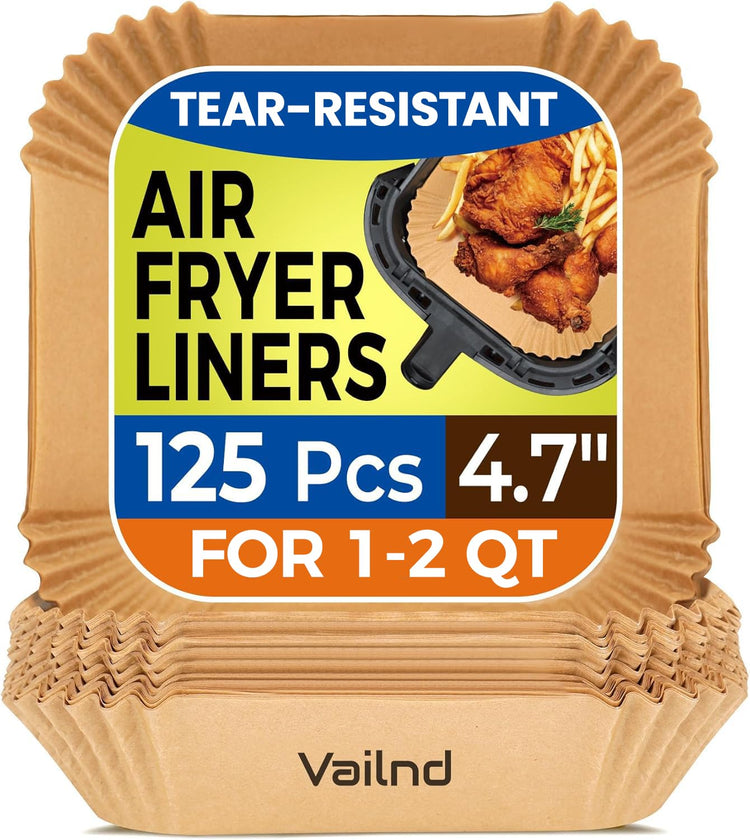 125PCS 4.7 Inch Square Air Fryer Liners Disposable for 1 (125 Count)
