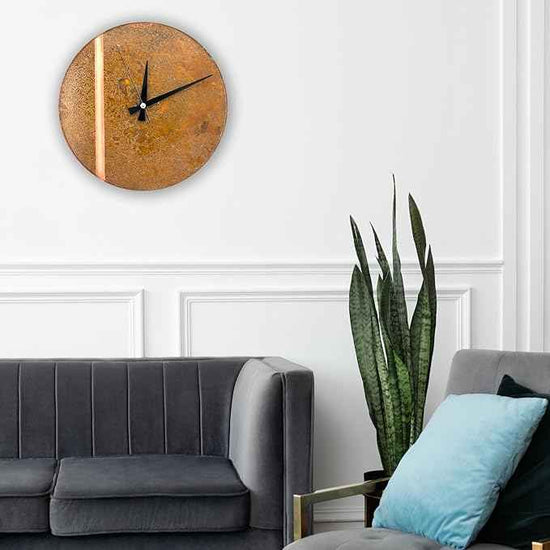 Handmade Copper Wall Clock Artisan Touch in Every Piece - Tree of Time Wall Decor Copper Clock for Living Room, Office, Kitchen & Bedroom (Rusty Line, 17.7)