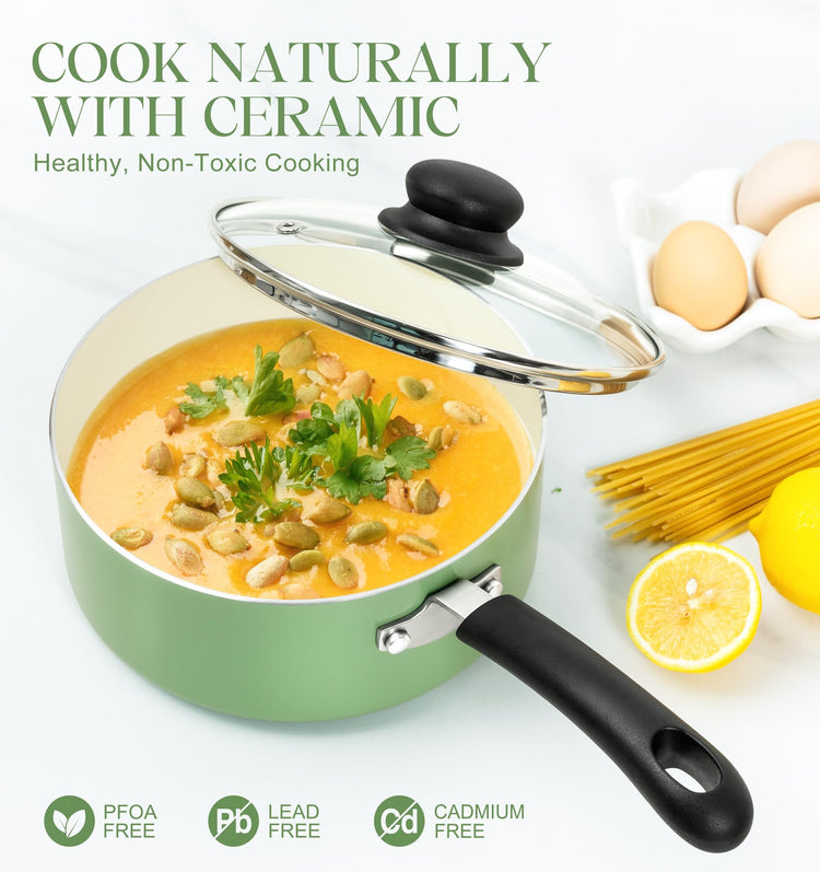 Nonstick Sauce Pan with Lid (3 Count)