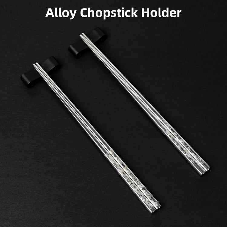 2 Pairs Reusable Stainless Steel Chopsticks, Laser-Engraved Non-Slip Grip, Dishwasher Safe, Japanese & Korean Style, Metal Chopstick Gift Set for Cooking, Dining & Travel (9")