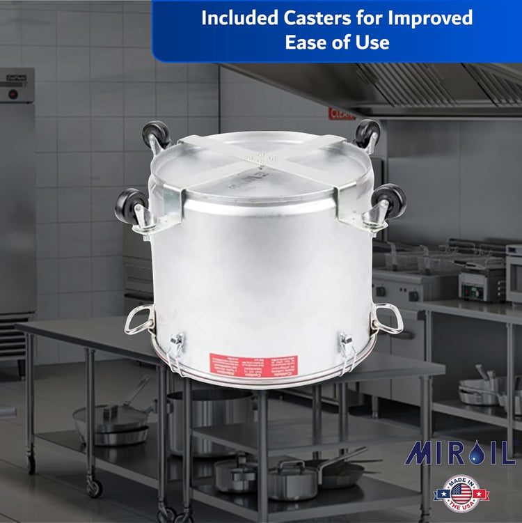 MirOil 7 Gallon Oil Disposal Caddy with Caster Wheels, USA Made Deep Fryer Grease Bucket Pot with Lid Lock & Lock Clip, 55Lb. Frying Oil Disposal Storage Container, Filtering Hot Cooking Grease - 60LC
