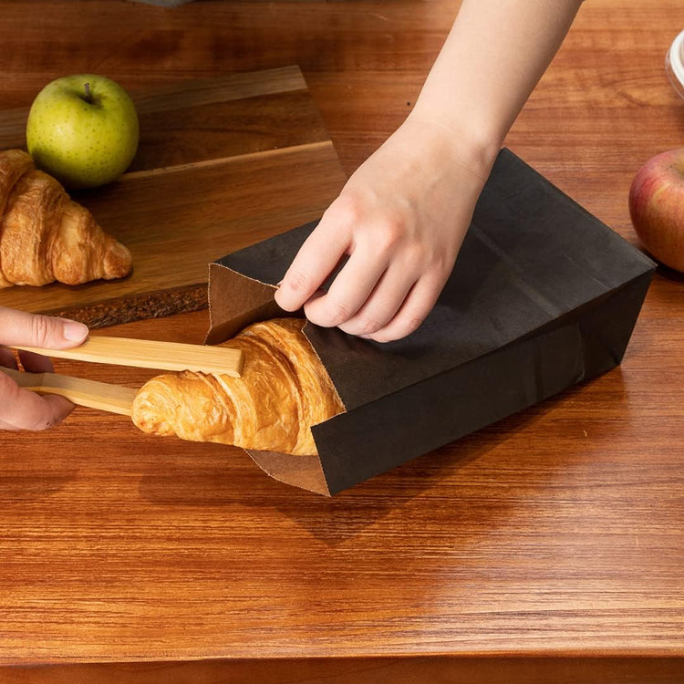 Restaurantware Bag Tek 4lb Paper Bags 100 Disposable Lunch Bags - Small For Lunches Sandwiches And Snacks Black Paper Kraft Paper Bags For Shopping Party Favors Or Gifts