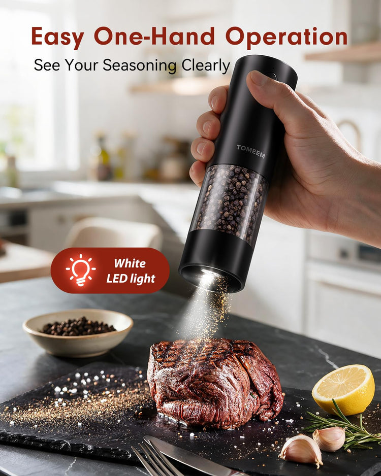 Larger Capacity Rechargeable Electric Salt and Pepper Grinder Set