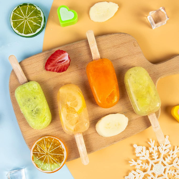 Ozera 2 Pack Popsicles Molds Set, Silicone 4 Cavities Oval Popsicle Cake Pop Molds for Homemade Cakesicles, with 50 Wooden Popsicle Sticks & Bags