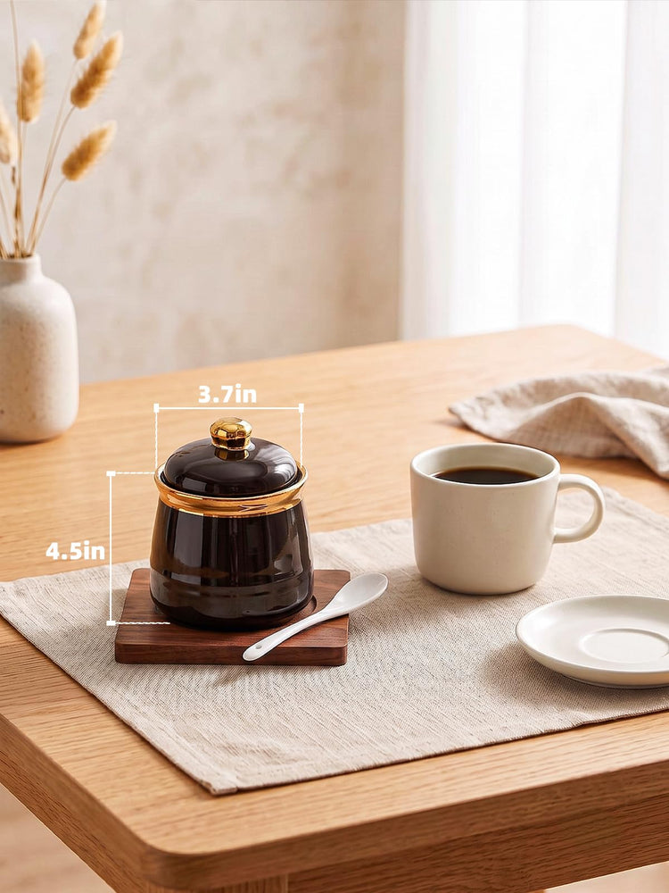 12oz Ceramic Sugar Bowl with Lid and Spoon
