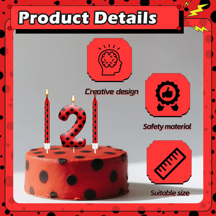 13PCS Ladybug Theme Birthday Candles Set (13 Count)