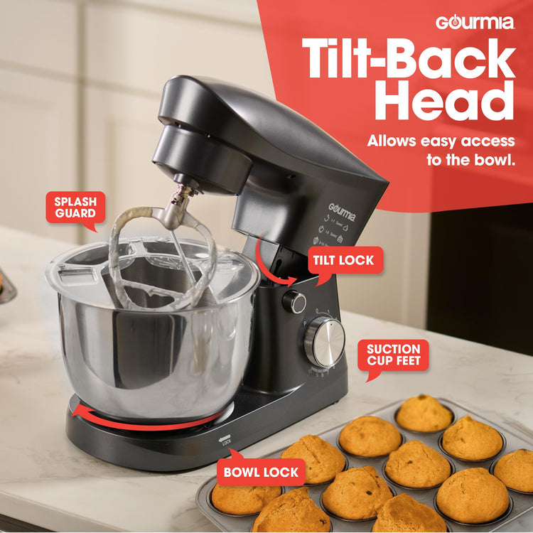 5 Quart 10 Speed Electric Stand Mixer with Bowl + Shield