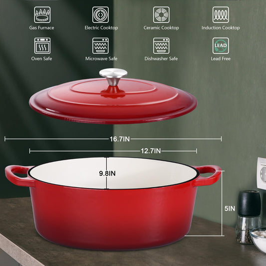 7 Quart Oval Dutch Oven with Lid
