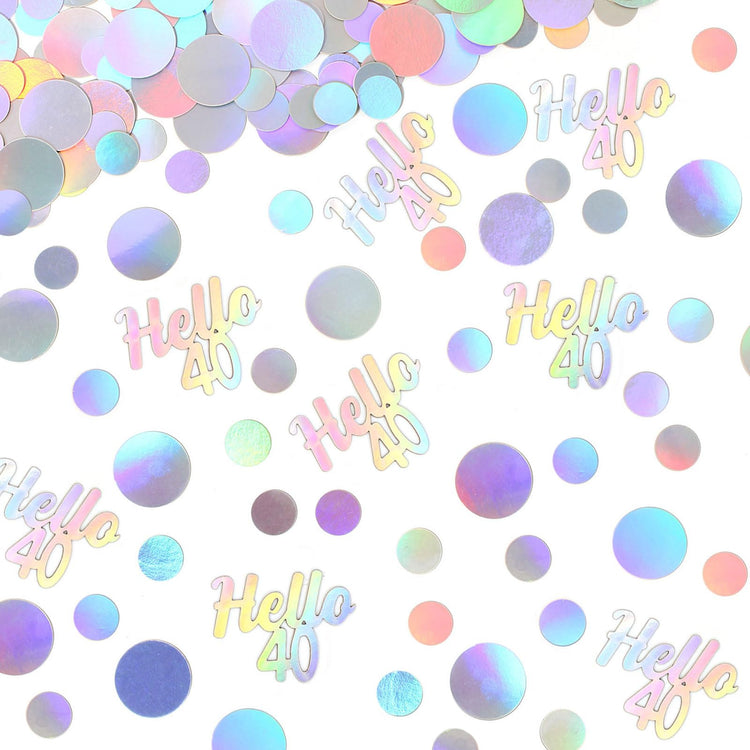 40th Birthday Confetti for Table Iridescent Birthday Party Decorations for Her Circle Dots Hello 40 Women Forty Years Old Birthday Table Scatters Decor Anniversary Party Supplies 300PC (300 Count)