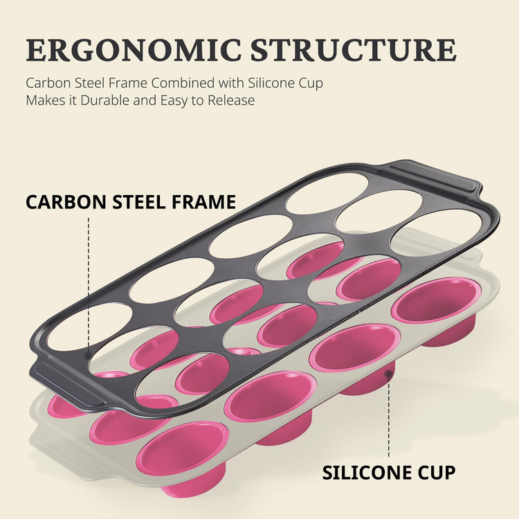 Silicone Muffin Pans for Baking with Metal Frame