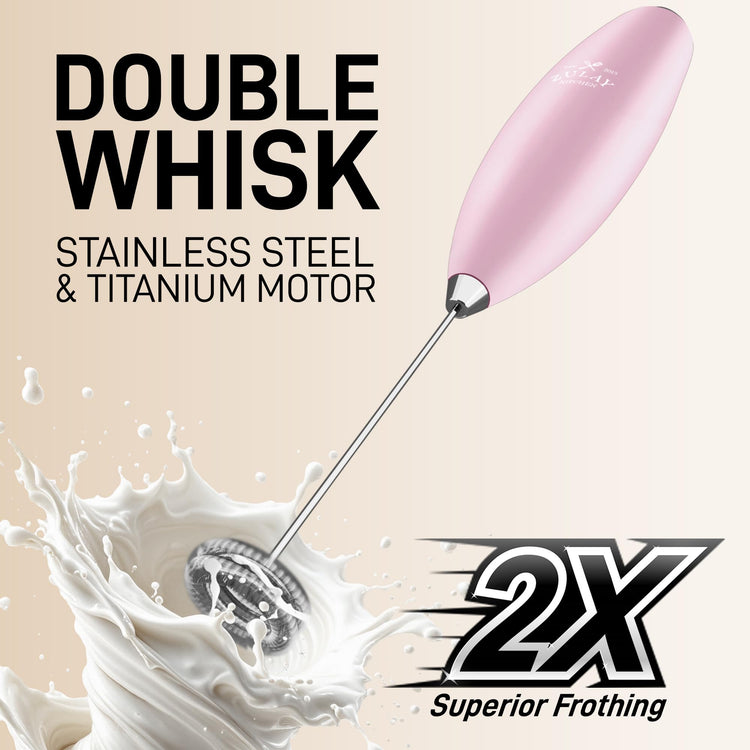 Powerful Double Whisk Milk Frother Handheld