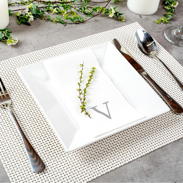 Silver V White Linen Feel Guest Towel Napkin (2000 Count)