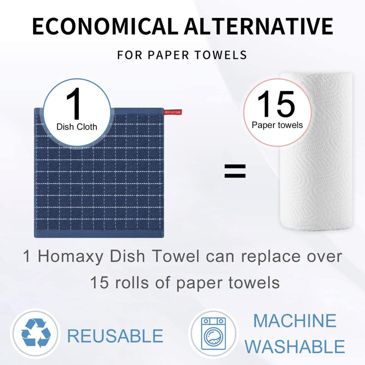 100% Cotton Terry Kitchen Dish Cloths (12 Count)