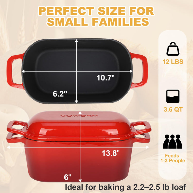 3.6QT Oval Enameled Cast Iron Dutch Oven