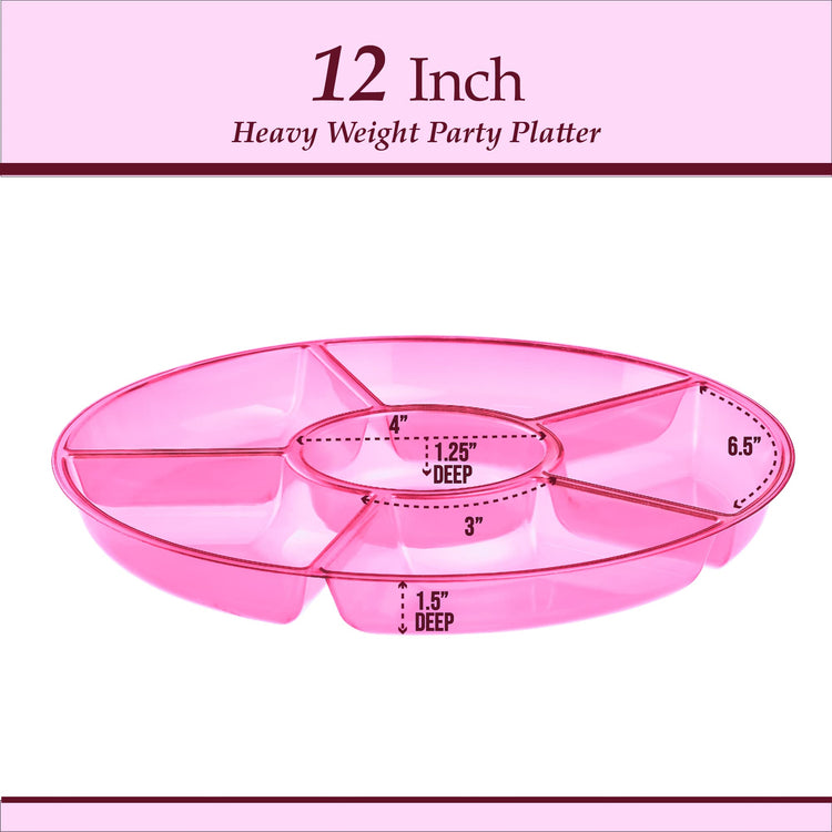 6 Sectional Round Plastic Serving Tray (2 Count)
