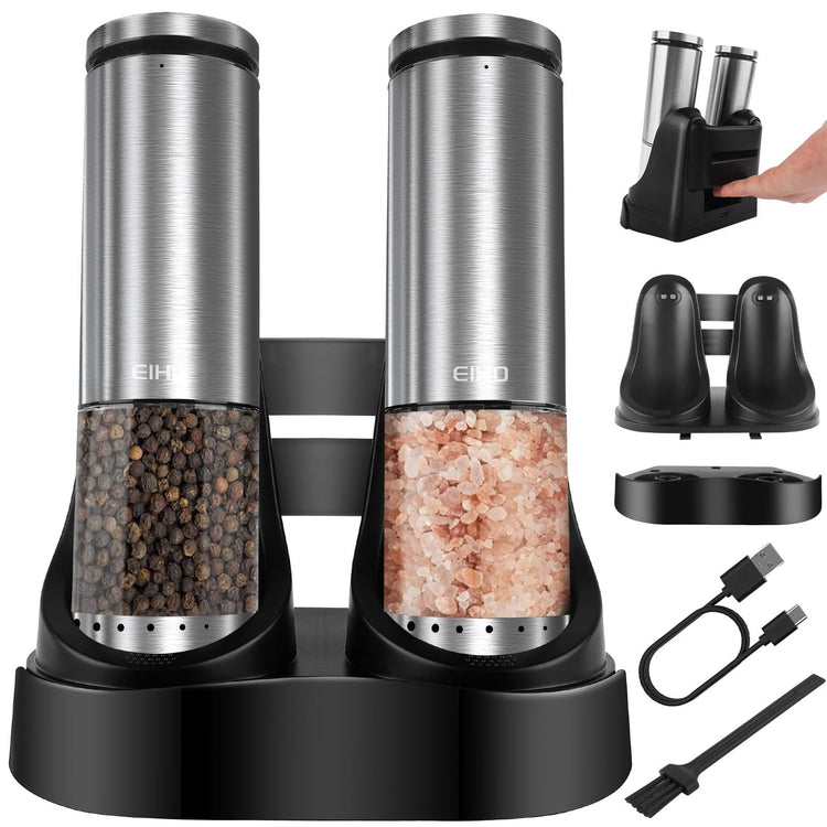 Electric Salt and Pepper Grinder Set USB Rechargeable