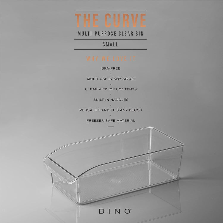 BINO | Plastic Storage Bins, Small | THE CURVE COLLECTION | Multi-Use Organizer Bins | Storage Containers Kitchen, Pantry and Home Organization | Fridge Organizers | Pantry Organization and Storage
